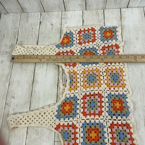 Sincerely Jules Granny Square Sleeveless Cropped  Sweater Sz XL Boho Multicolor - Picture 8 of 8
